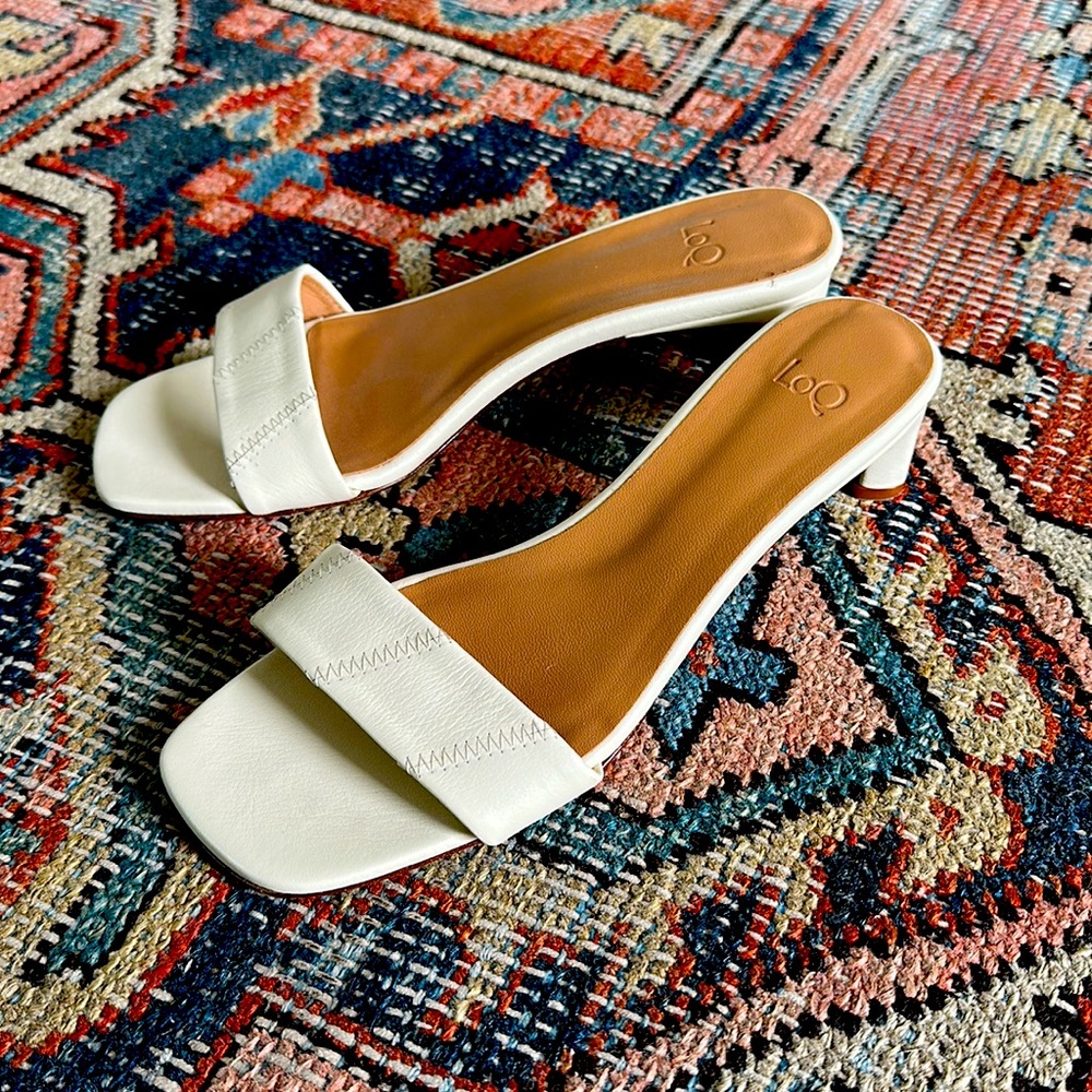 COPY - LOQ Cream Micro Heel Slides. Size EU 38 (U.S. 7.5) True to size.